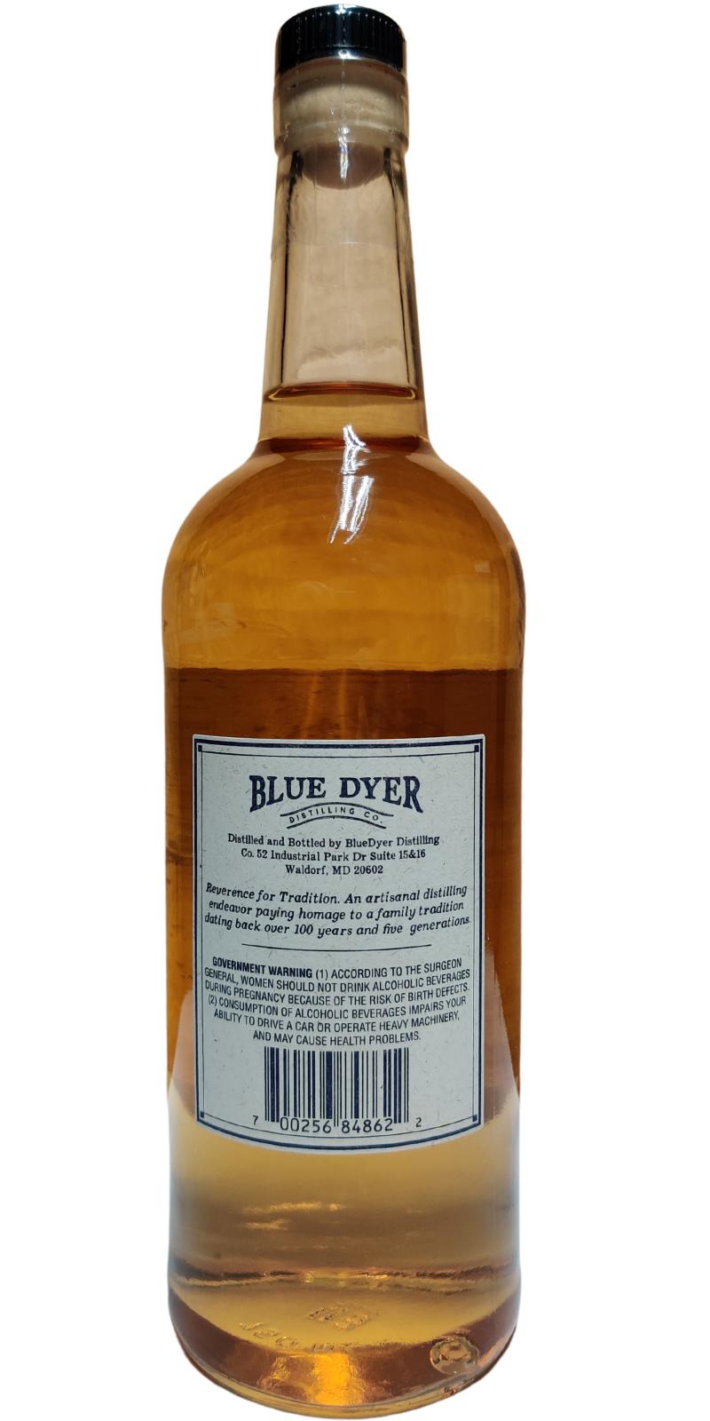 Blue Dyer Whiskey Distilled from Bourbon Mash