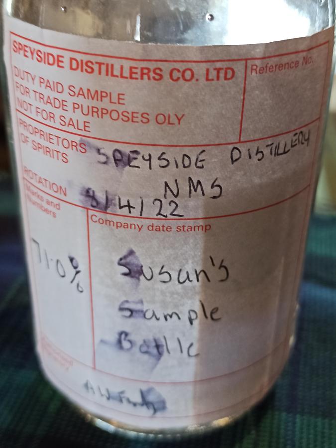 Speyside Distillery New Make Sample Susan's Sample Bottle Not for sale 71% 500ml