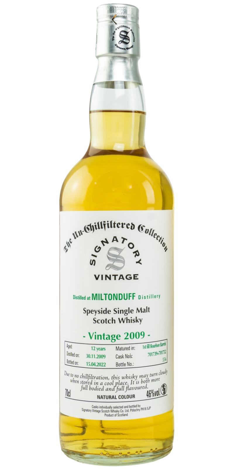 Miltonduff 2009 SV 1st fill Bourbon Barrel 46% 700ml