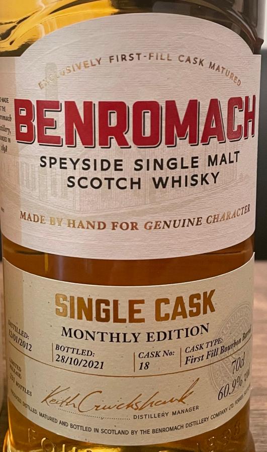 Benromach 2012 Monthly edition 1st fill bourbon barrel Monthly edition daldal 60.9% 700ml
