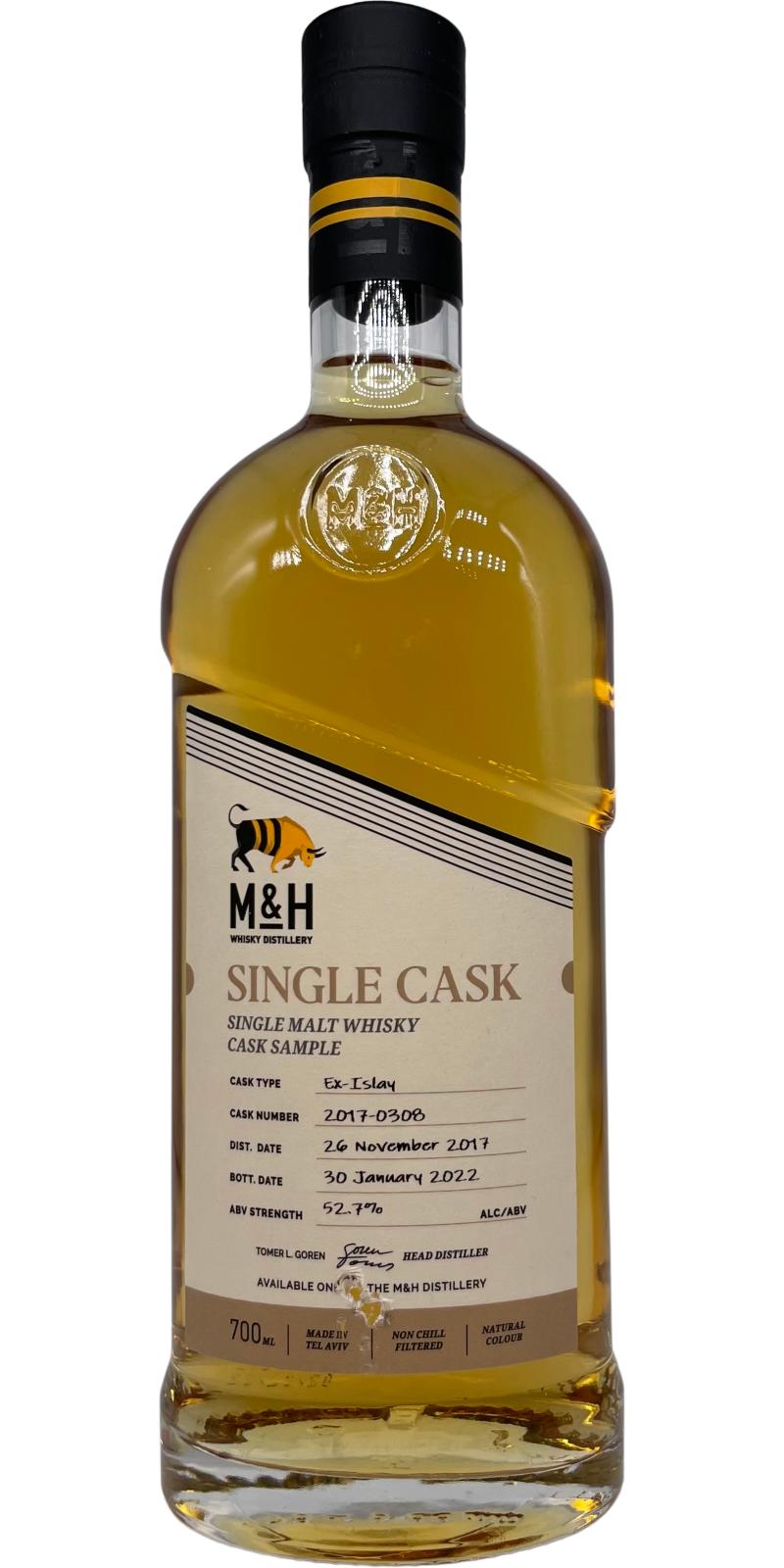 M&H 2017 Single Cask Cask Sample Ex-Islay 52.7% 700ml