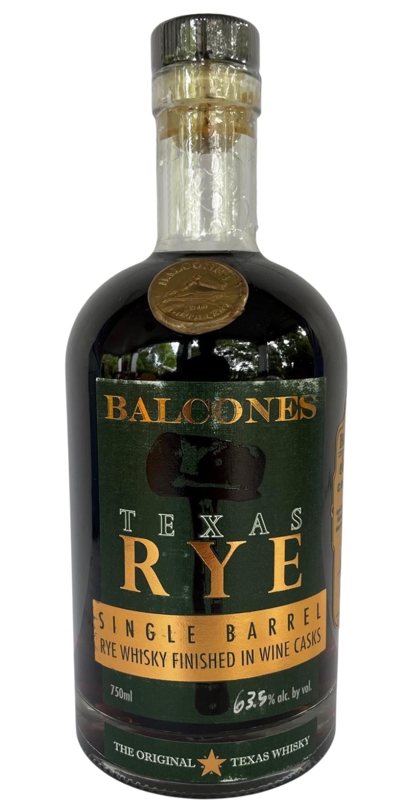 Balcones Texas Rye Single Barrel New American Oak Port Ex-bourbon barrels 11th Avenue Liquor 63.5% 750ml