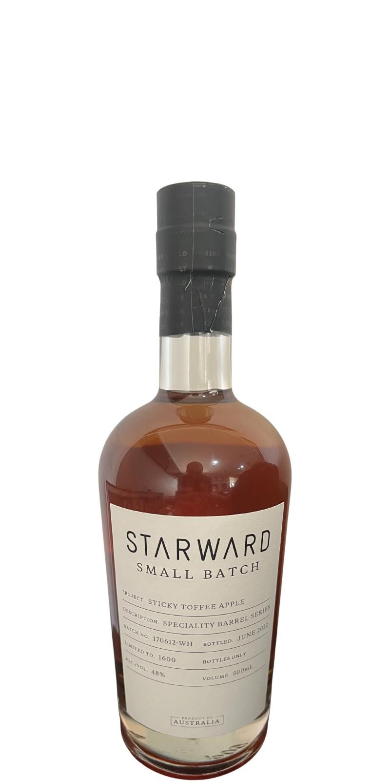 Starward Small Batch Specialty Barrel Red wine cask & apple brandy barrel finish 48% 500ml
