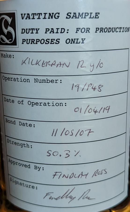 Kilkerran 2007 Vatting Sample 12yo 50.3% 700ml
