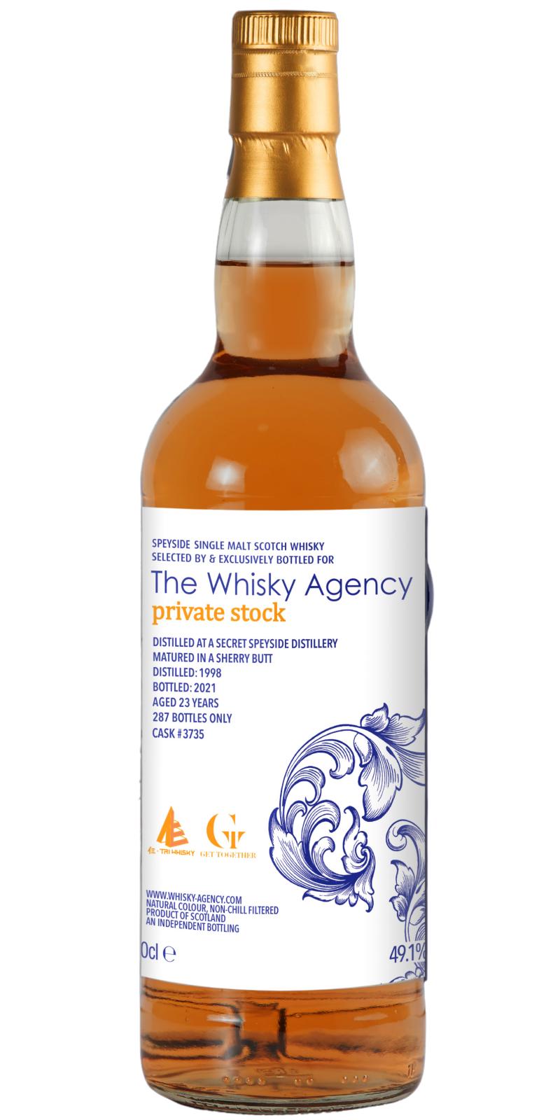 Secret Speyside Distillery 1998 TWA Private Stock Sherry Butt TRI Whisky Sa & Get Together 49.1% 700ml