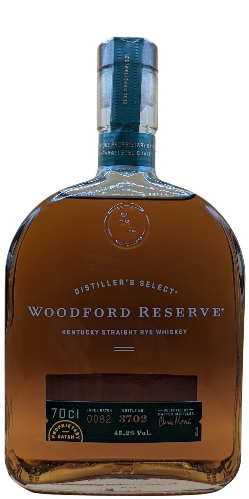 Woodford Reserve Distiller's Select Kentucky Straight Rye Whisky Charred New American Oak Barrels Brown-Forman Netherlands B.V 45.2% 700ml