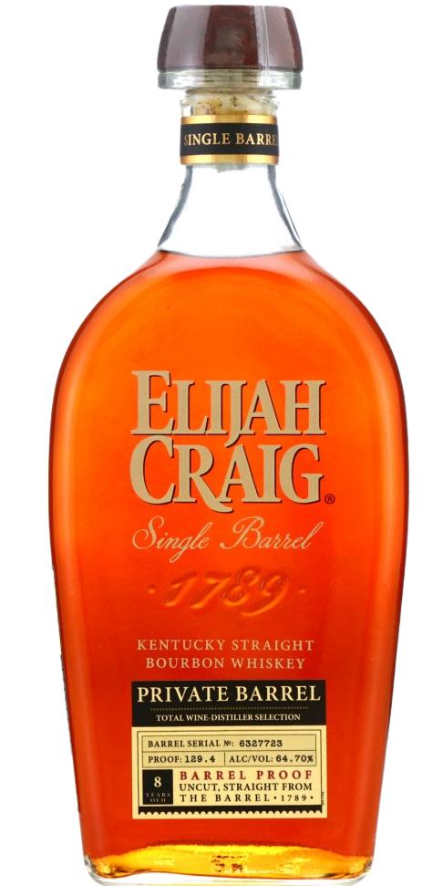 Elijah Craig 8yo Single Barrel Private Barrel Charred White Oak Barrel Total Wine 64.7% 750ml
