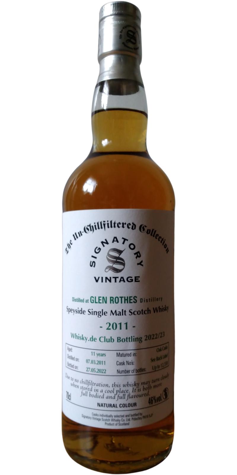 Glenrothes 2011 SV Whisky.de Club Bottling 2022 23 46% 700ml