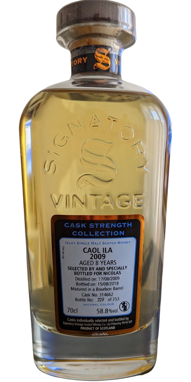 Caol Ila 2009 SV Cask Strength Collection Bourbon Barrel Nicolas 58% 700ml
