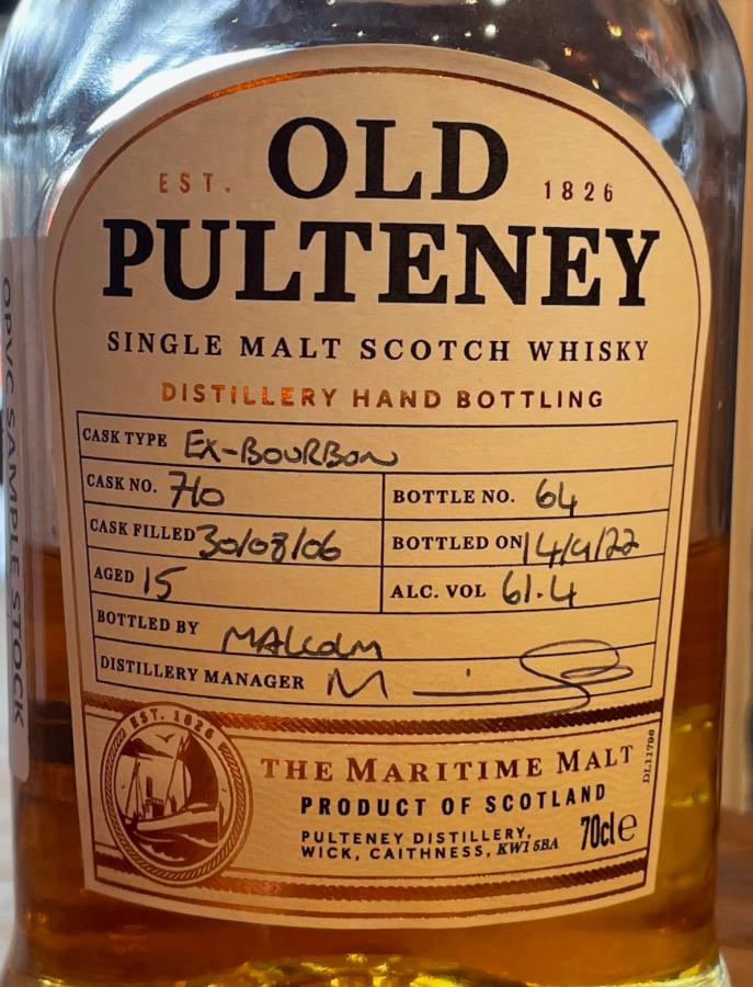 Old Pulteney 2006 Distillery Hand Bottling Bourbon 61.4% 700ml