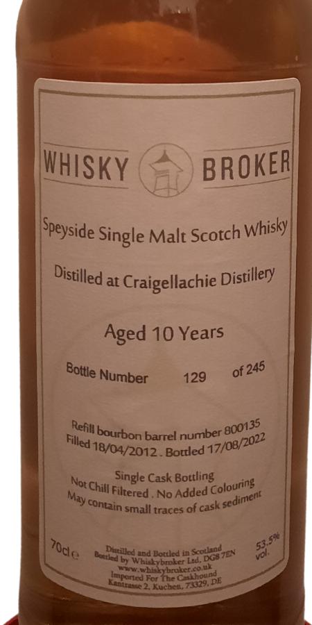 Craigellachie 2012 WhB Refill Bourbon Barrel 53.5% 700ml