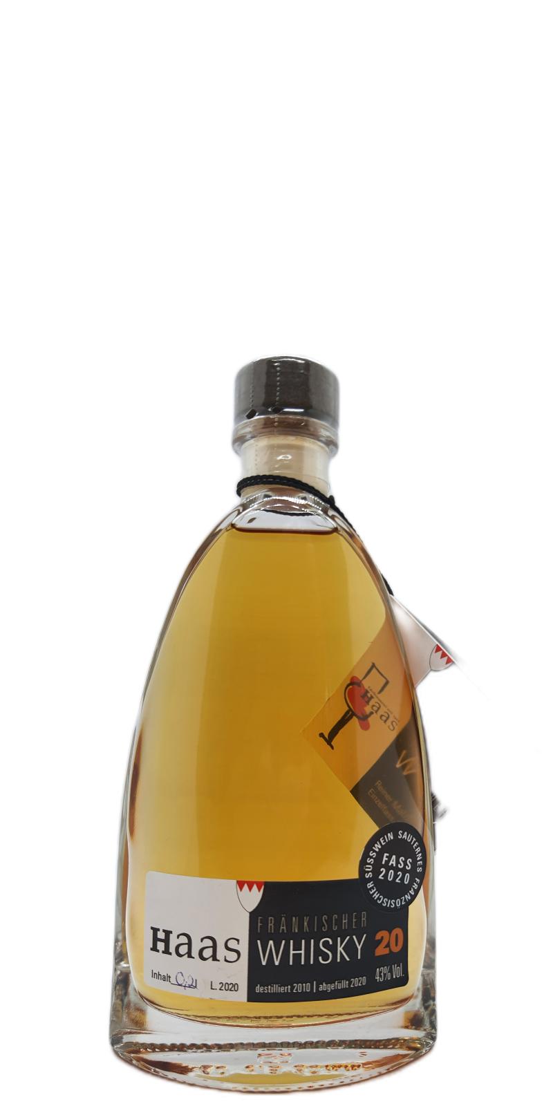 Haas 10yo Frankischer Whisky Franzosisches Sauternes Susswein Fass 43% 200ml