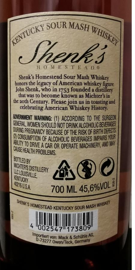 2023 Shenk's Homestead Small Batch Kentucky Sour Mash Whiskey