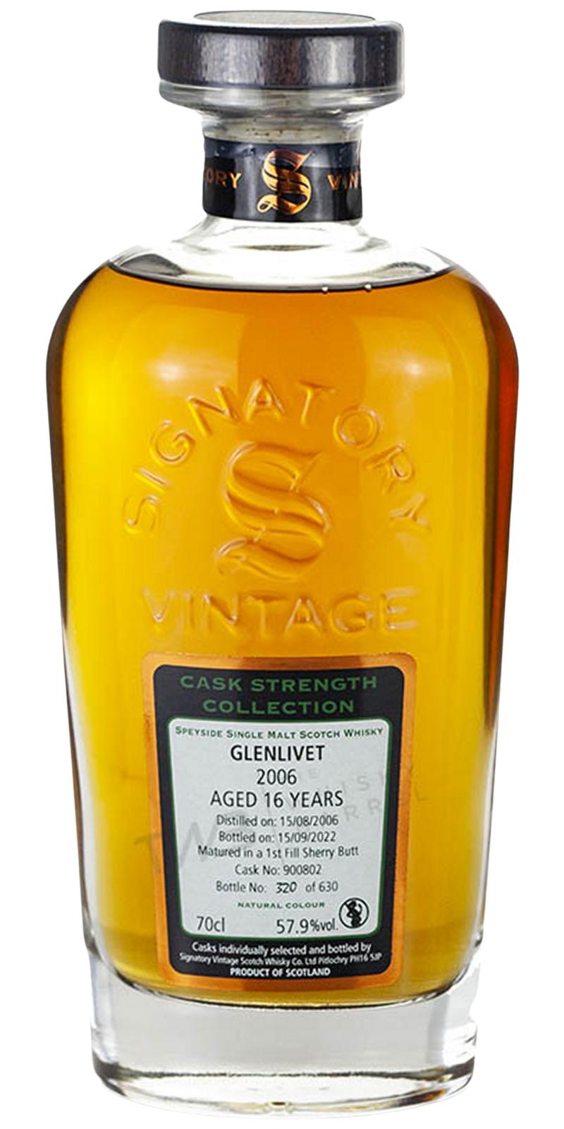 1円～ GLENLIVET グレンリヴェット 14年 2006 1stフィルシェリーバット カスクストレングス シグナトリー 63.0度 700ml  グレンリベット - 飲料