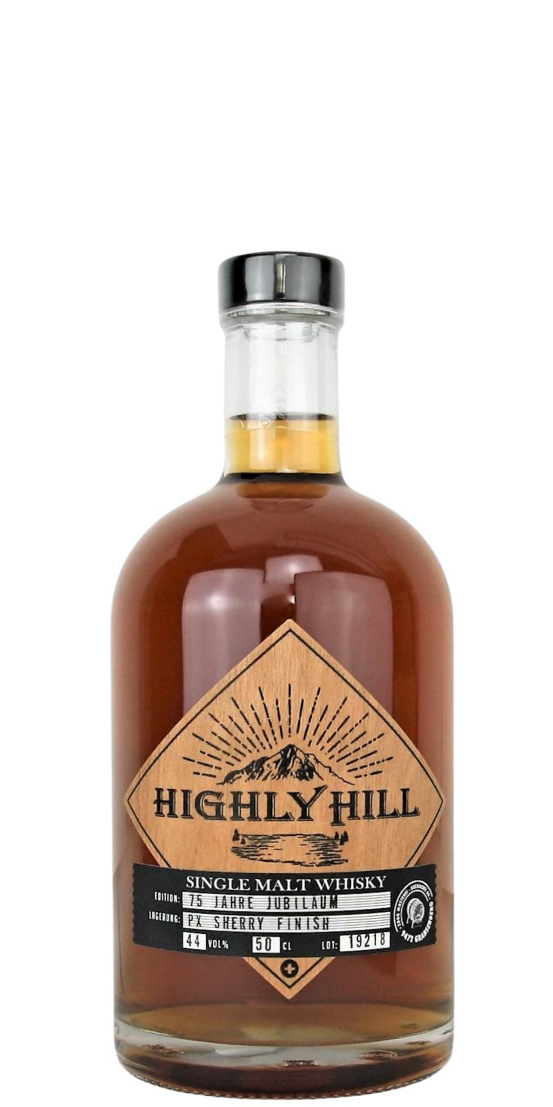 Highly Hill Single Malt Whisky 75yo Jubilaum PX Sherry Finish 44% 500ml