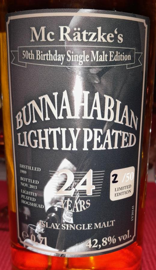 Bunnahabian 1989 UD Single Malt Edition Lightly Peated Hogshead McRatzke's 50th Birthday 42.8% 700ml