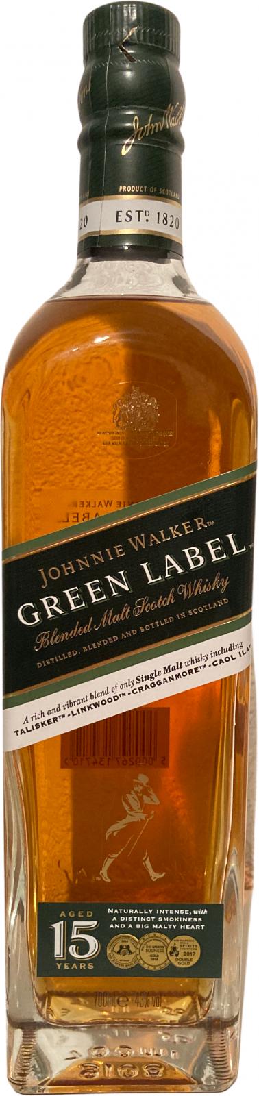 Johnnie Walker Green Label Blended Malt Scotch Whisky European or American Oak 43% 700ml
