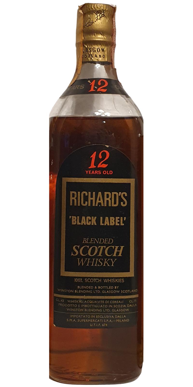 Richard's 12yo Black Label importato Dalla S.M.A. Supermercati S.P.A. Milano 43% 750ml