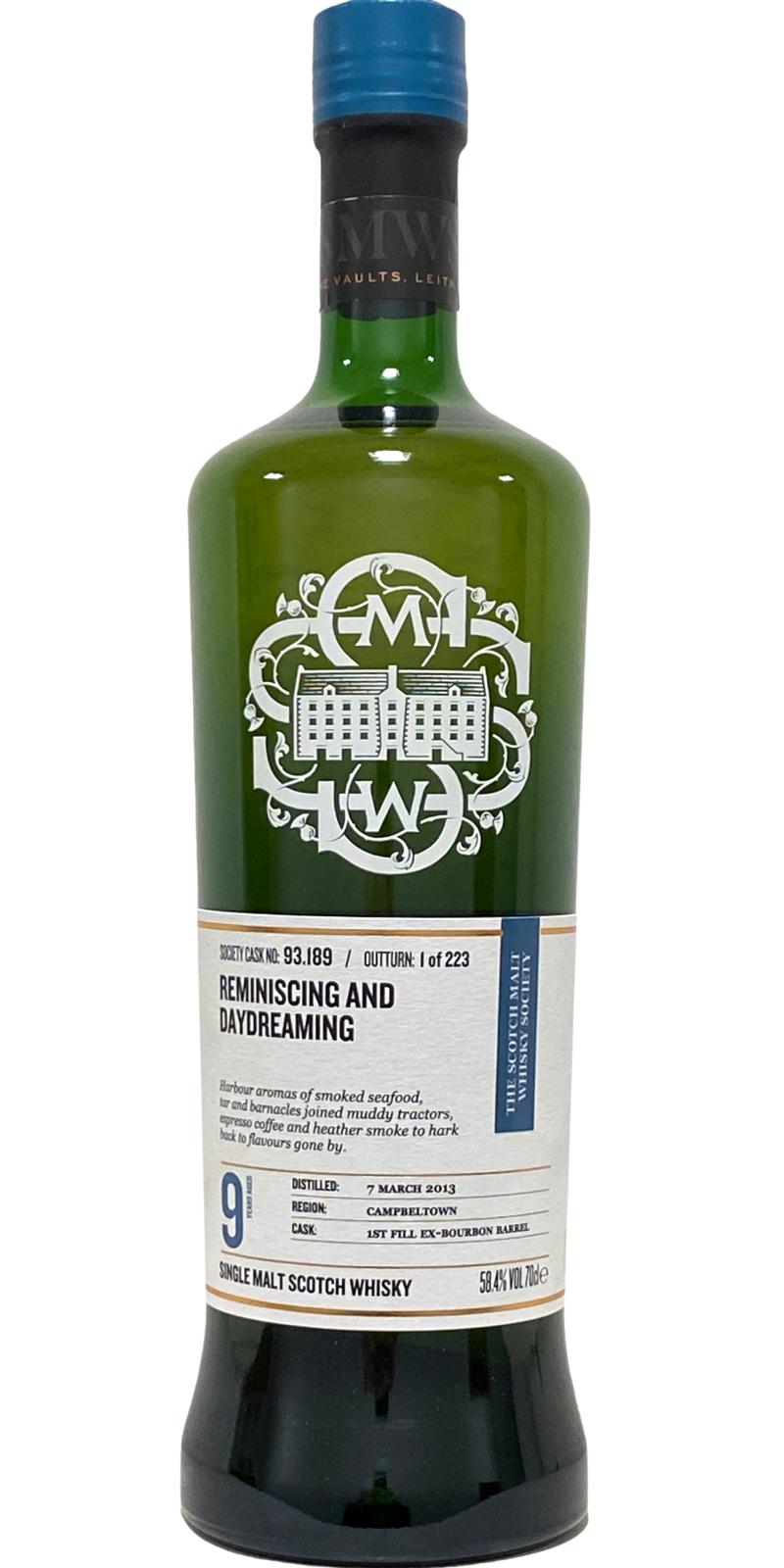 Glen Scotia 2013 SMWS 93.189 Reminiscing and daydreaming 1st Fill Ex-Bourbon Barrel 58.4% 700ml