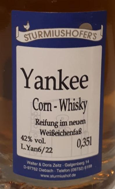Sturmiushofer's Yankee Corn-Whisky Weisseichenfass 42% 350ml