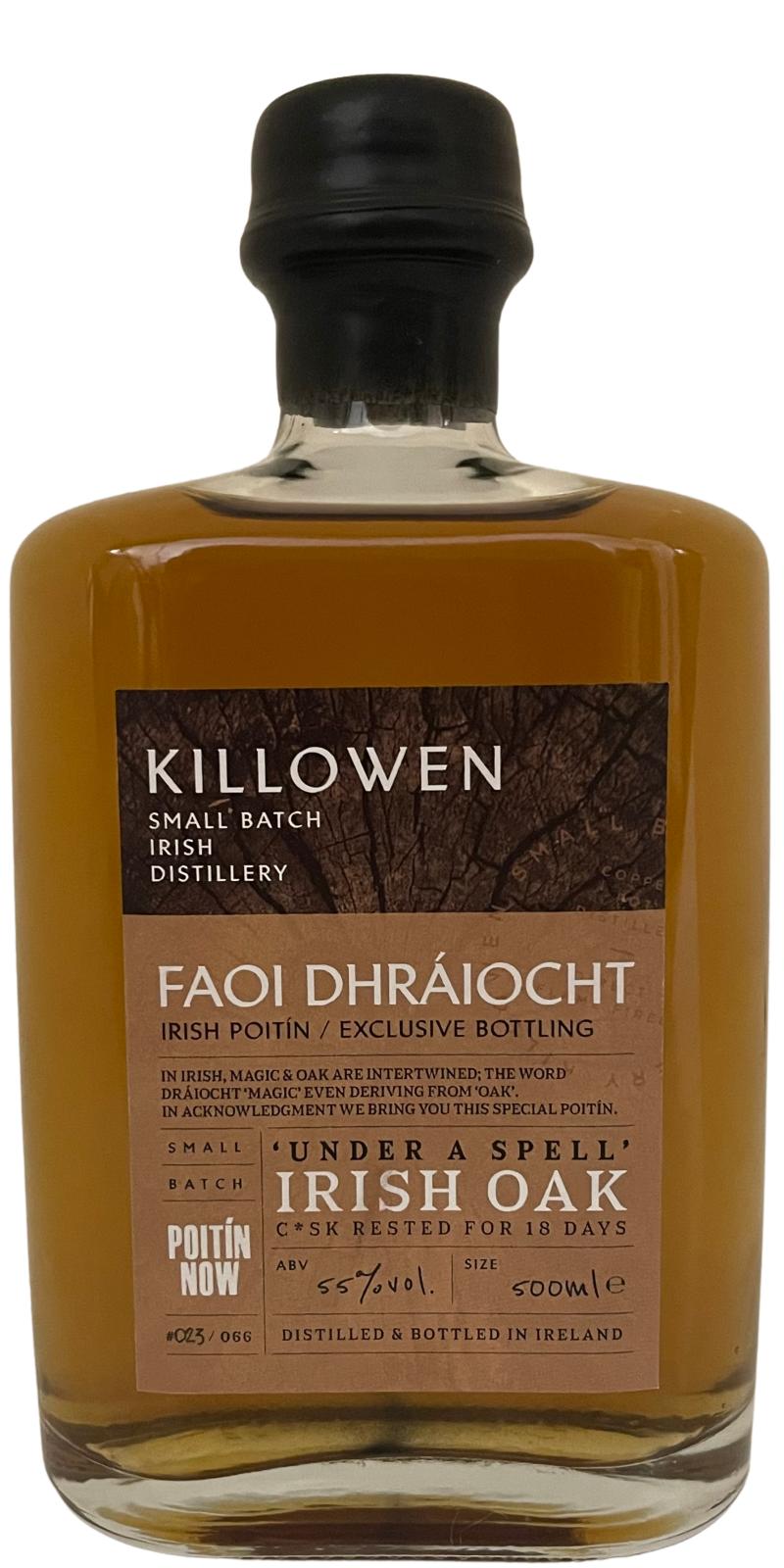 Killowen Faoi Dhraiocht Irish Oak Poitin Now Dublin 55% 700ml