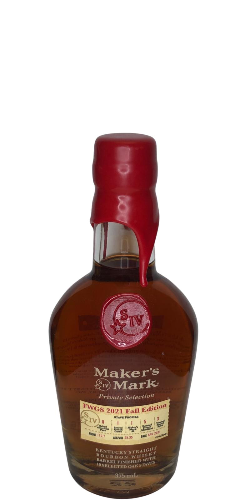 Maker's Mark Private Selection FWGS 2021 Fall Edition Fine Wine & Good Spirits 55.35% 375ml