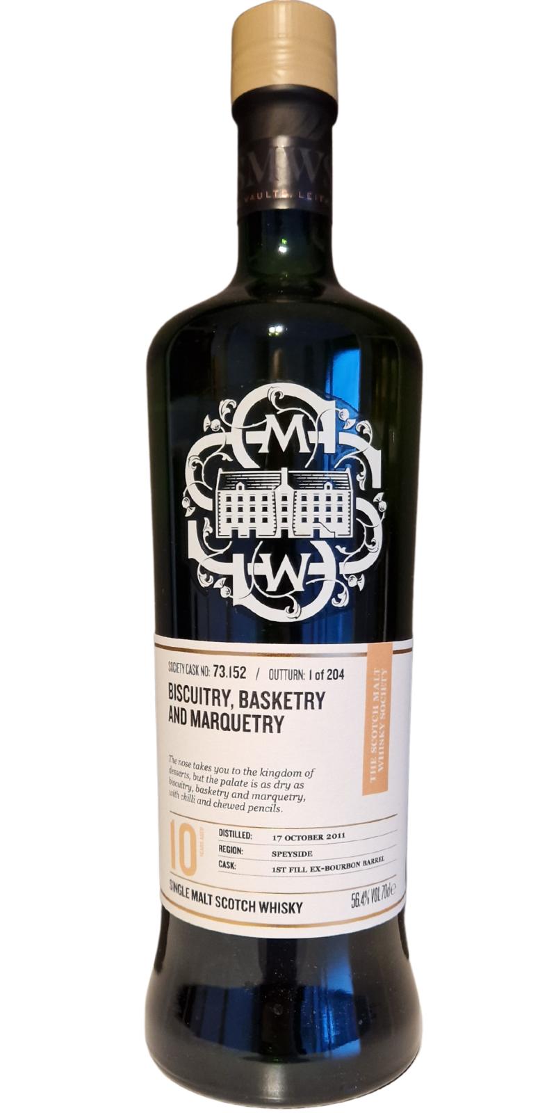 Aultmore 2011 SMWS 73.152 Biscuitry basketry and marquetry 1st Fill Ex-Bourbon Barrel 56.4% 700ml
