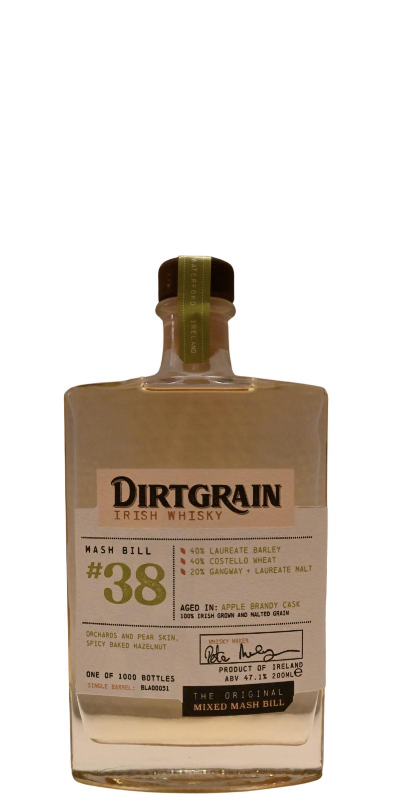 Blackwater Dirtgrain Irish Whisky The Manifesto Release Mashbill #38 Apple Brandy 47.1% 200ml