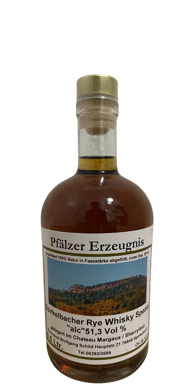 Spirkelbacher Whisky 2014 Rye Whisky Spezial Chateau Margaux Sherryfass 51.3% 500ml