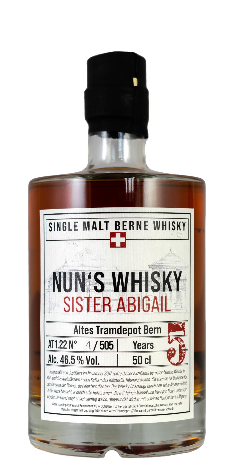 Altes Tramdepot 2017 Nun's Whisky Sister Abigail red wine und Susswein 46.5% 500ml