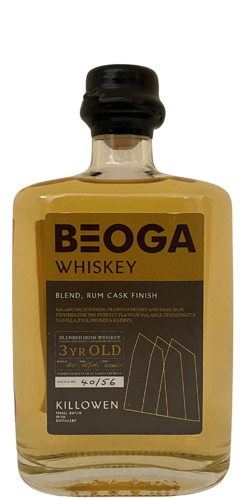 Killowen 3yo Beoga Whisky Rum Beoga Band 55% 500ml