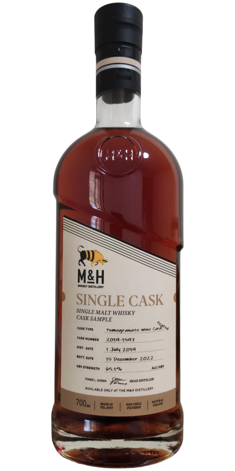 M&H 2019 Single Cask Cask Sample Pomegranate Wine Cask Distillery bottling 65.1% 700ml