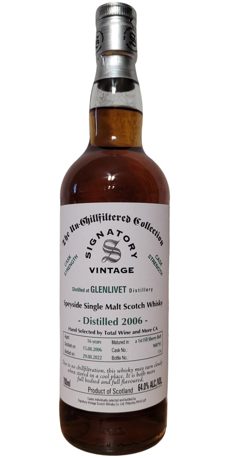 Glenlivet 2006 SV The Un-Chillfiltered Collection Cask Strength 1st fill sherry butt Total WIne & More 64% 700ml