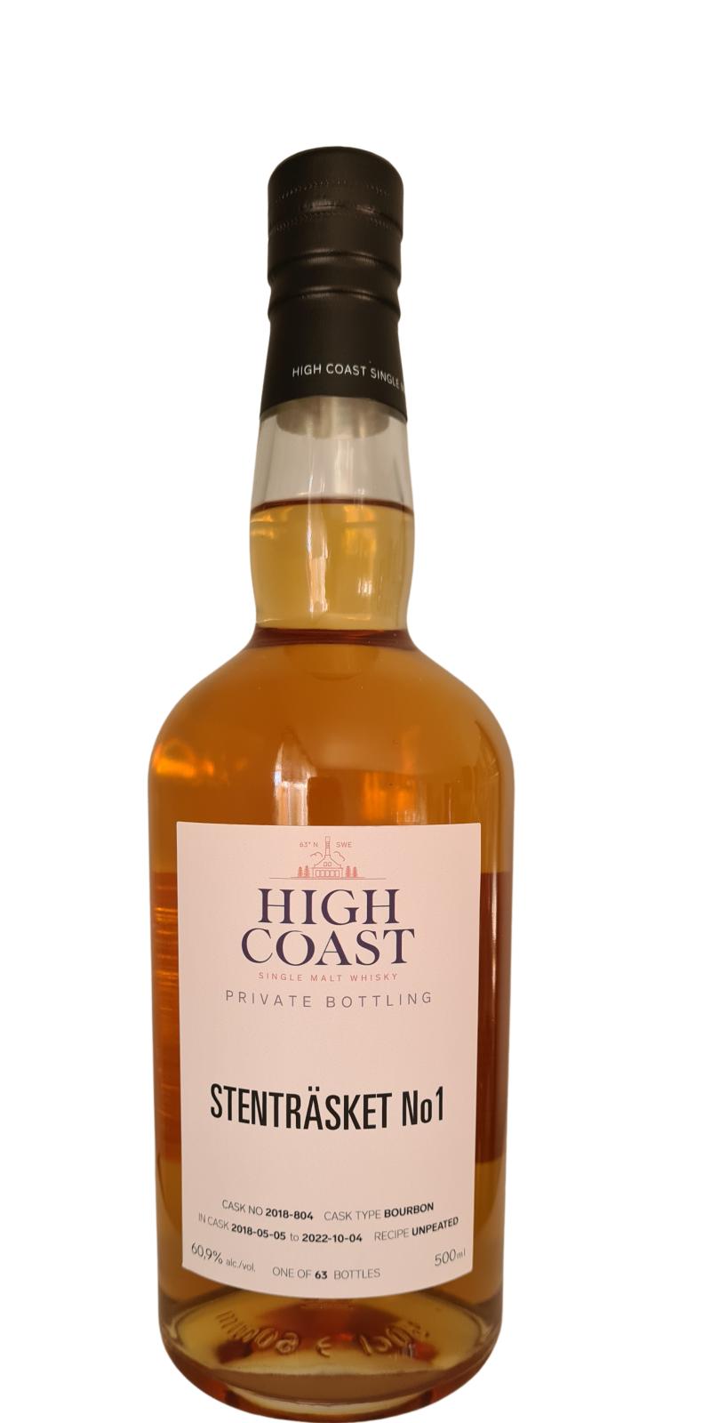 High Coast 2018 Private Bottling Unpeated Bourbon 60.9% 500ml