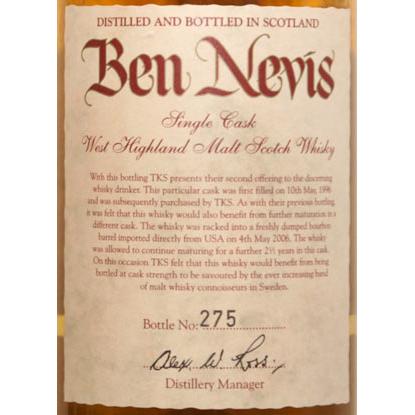 Ben Nevis 1996 Single Cask Fresh Bourbon Cask for TKS Sweden 56.8% 700ml
