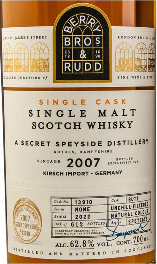 A Secret Speyside Distillery 2007 BR