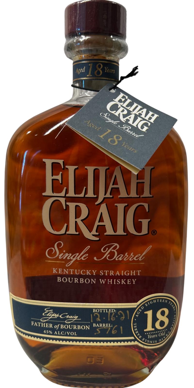 Elijah Craig 18yearold Ratings and reviews Whiskybase