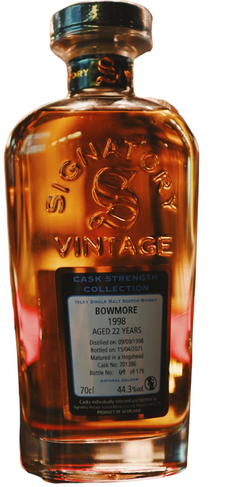 Bowmore 1998 SV Cask Strength Collection Hoghead 44.3% 700ml