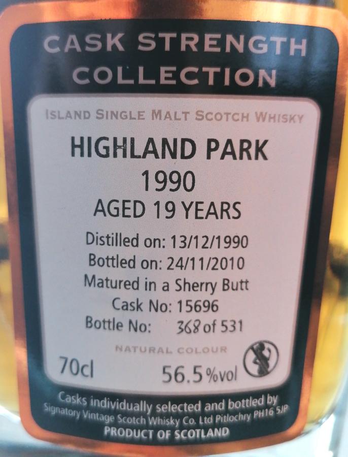 Highland Park 1990 SV Cask Strength Collection Sherry Butt 15696 56.5% 700ml