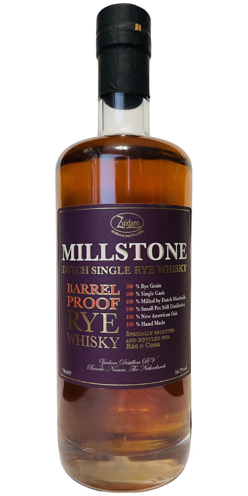 Millstone Rye Whisky Barrel Proof New American Oak Keg n Cork 54.7% 700ml