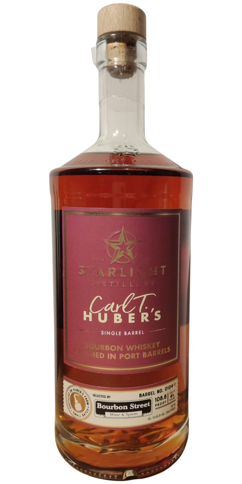 Starlight Distillery 4yo Carl T. Huber's Single Barrel Port Barrel Finish Bourbon Street Wine & Spirits 54.4% 750ml