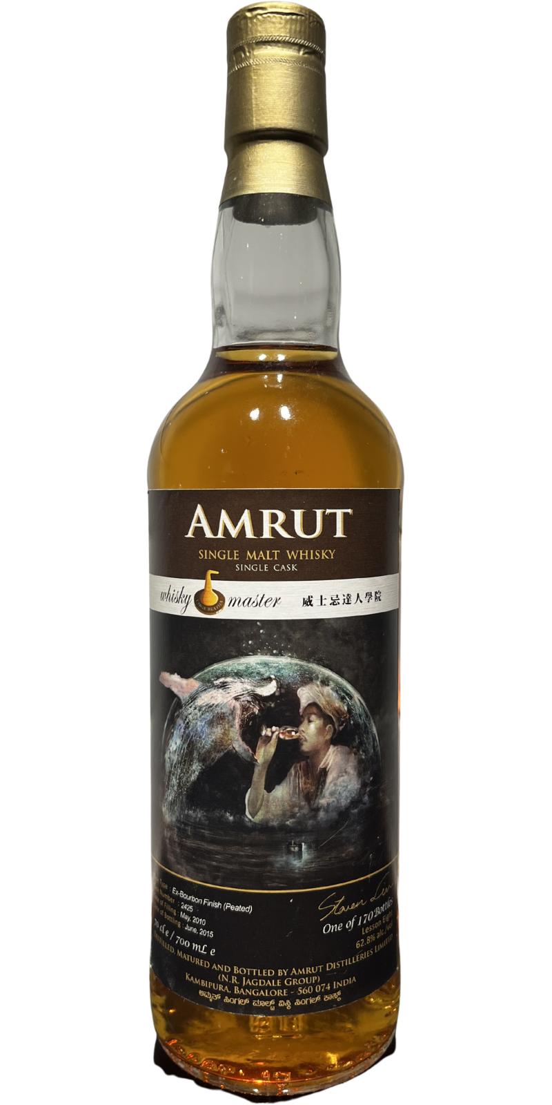 Amrut 2010 Ex-Bourbon Finish peated Whisky Master Steven Linn 62.8% 700ml