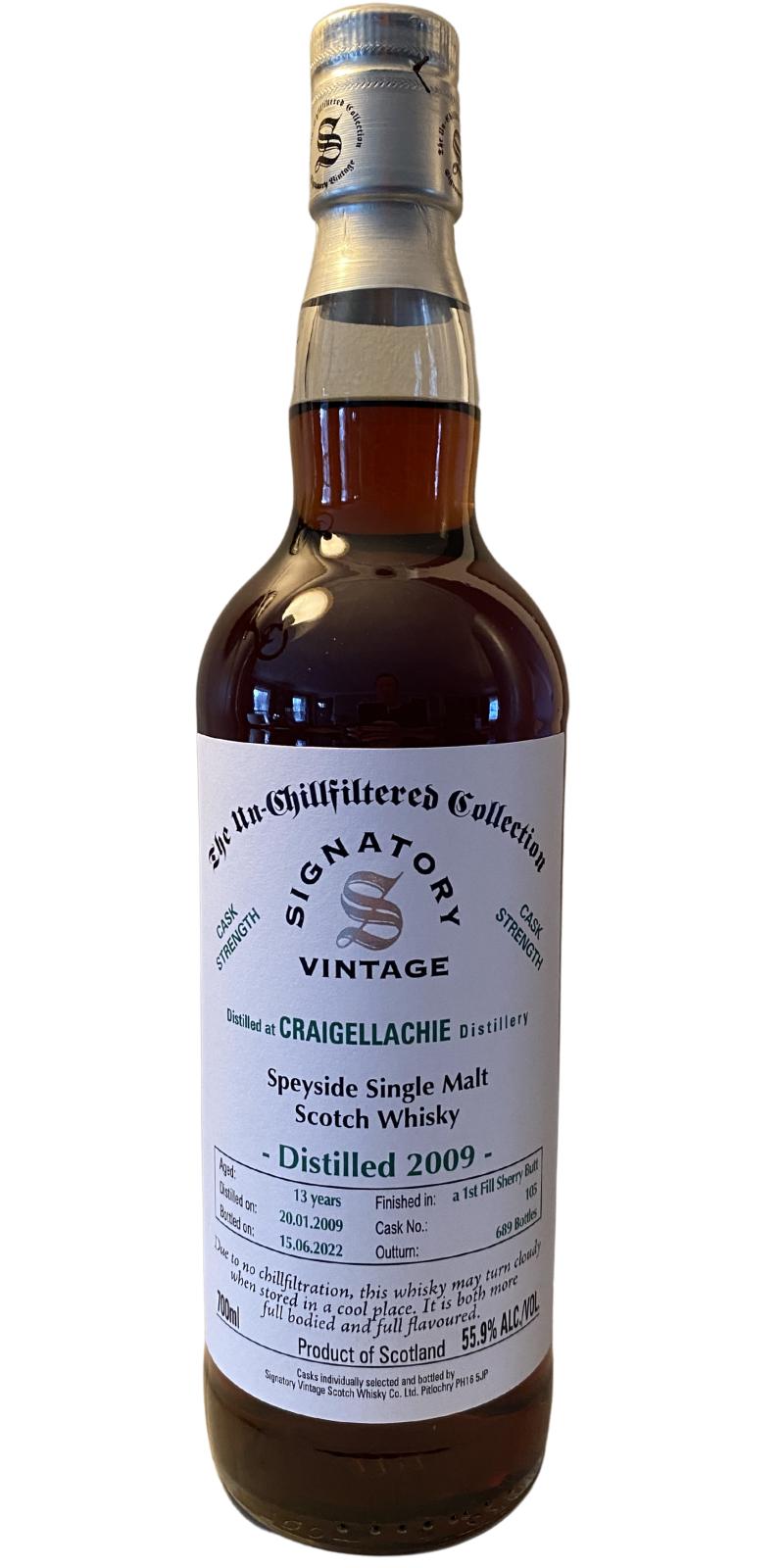 Craigellachie 2009 SV The Un-Chillfiltered Collection Cask Strength 1st Fill Sherry Butt 55.9% 700ml