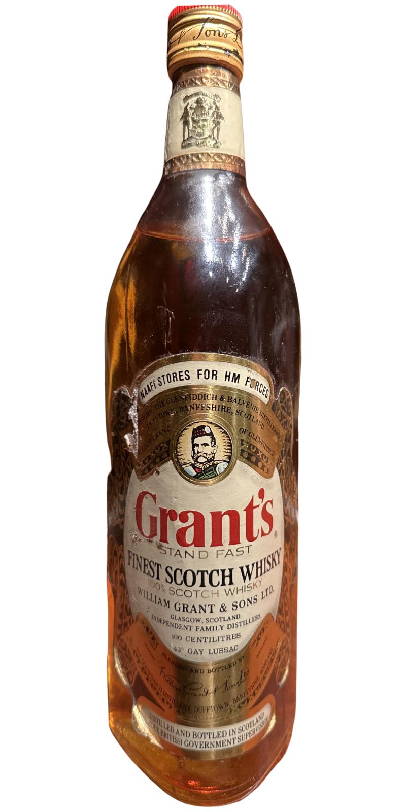 Grant's Stand Fast Finest Scotch Whisky Naafi Stores FOR HM Forces 43% 1000ml