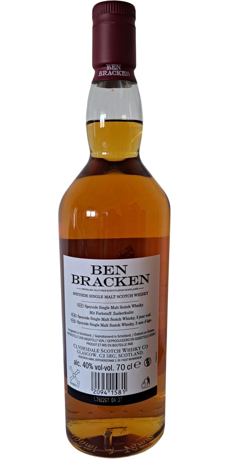 Speyside - Whiskybase - and reviews Ben Scotch Malt Single Bracken Cd Ratings Whisky