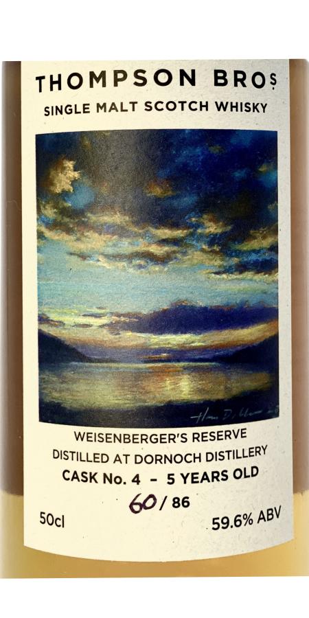 Dornoch 2017 PST Weisenberger's Reserve 1st Fill Bourbon Octave 59.6% 500ml