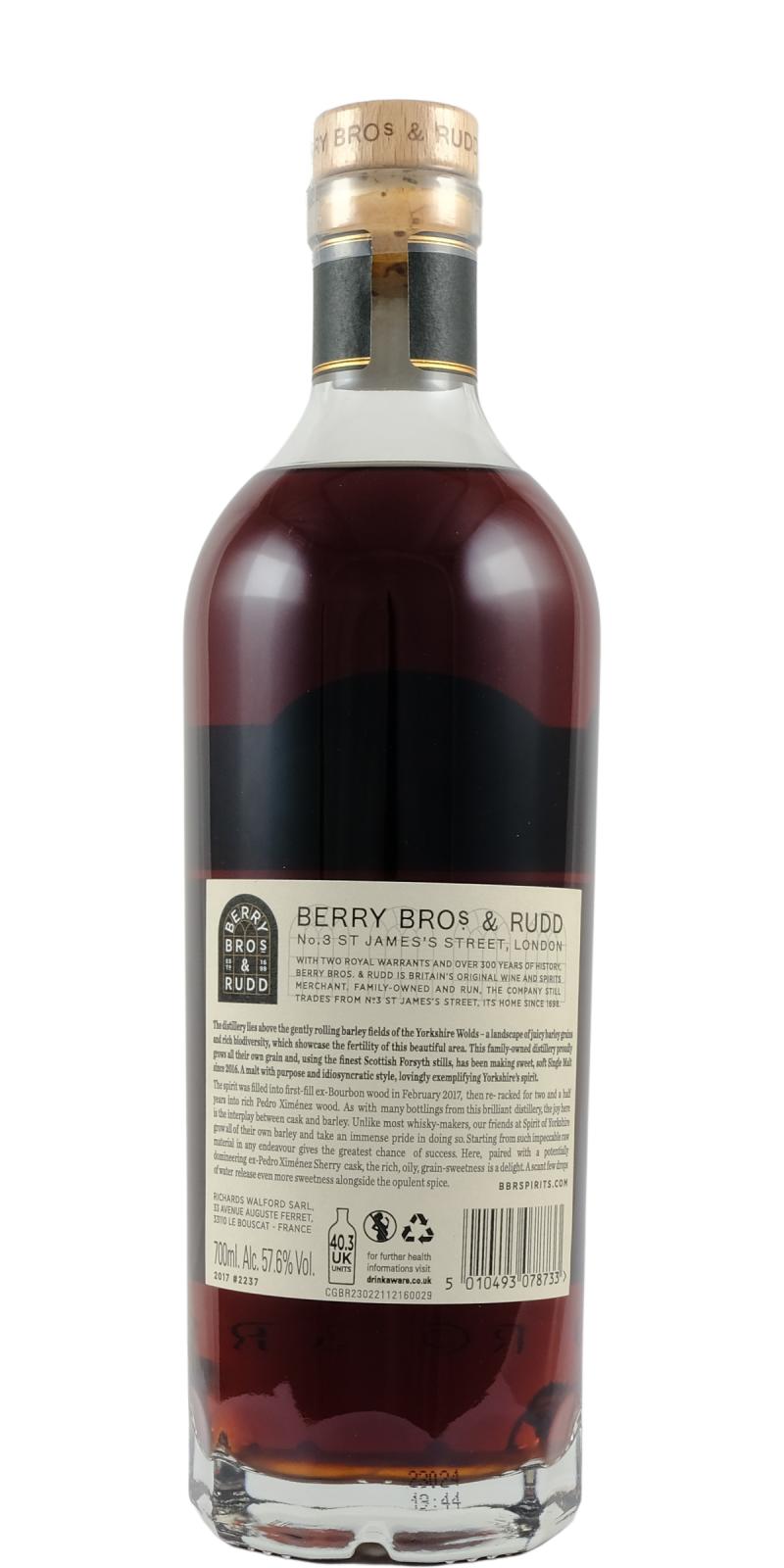 Spirit of Yorkshire Distillery 2017 BR - Ratings and reviews - Whiskybase