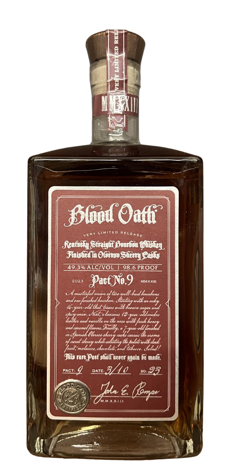 Blood Oath Pact No. 9 Kentucky Straight Bourbon Whiskey: Buy Now