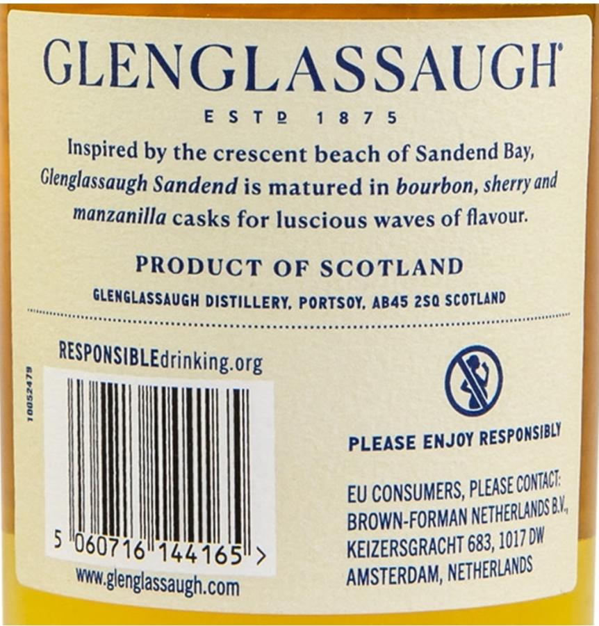 Glenglassaugh Sandend Single Malt Scotch Whisky 750ml Bottle