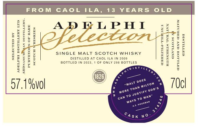 Adelphi Caol Ila 2009 12 Years Old Refill BHH 55.9% abv (700 mL)